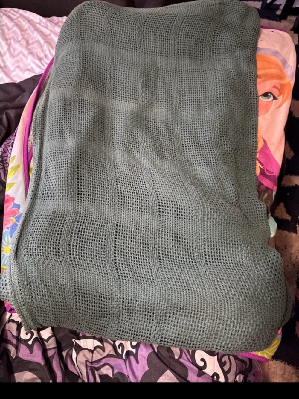 Knit Blanket Lightweight  - Olive Green